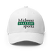 Front angle of the Midwest Adaptive Sports Logo White Flexfit Curved Bill Fitted against a white background