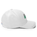 Right angle of the Midwest Adaptive Sports Logo White Flexfit Curved Bill Fitted against a white background
