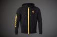 MagZip Adaptive Lightweight Hoodie with Magnetic Zipper chest logo on a dark grey background