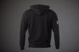 MagZip Adaptive Lightweight Hoodie with Magnetic Zipper arm logo back on a dark grey background