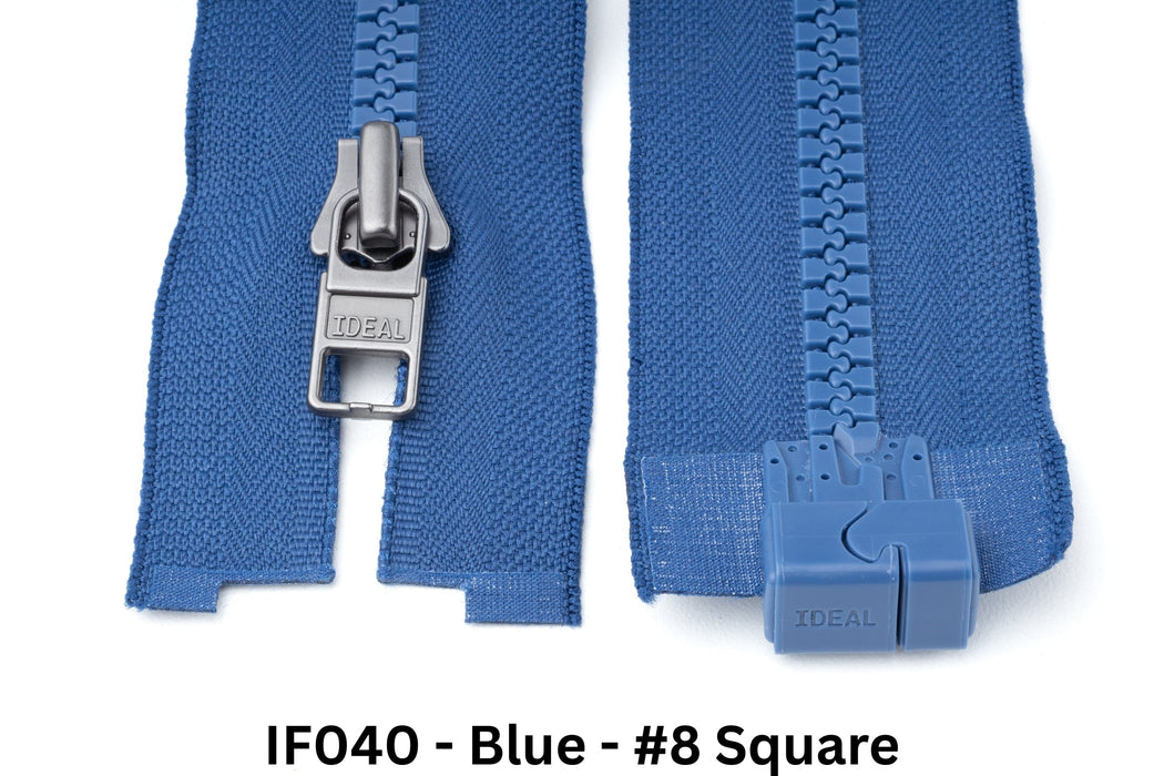 MagZip Magnetic Zipper Square #8 IF040 Blue on a white background