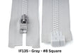 MagZip Magnetic Zipper Square #8 IF135 Gray on a white background