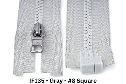 MagZip Magnetic Zipper Square #8 IF135 Gray on a white background