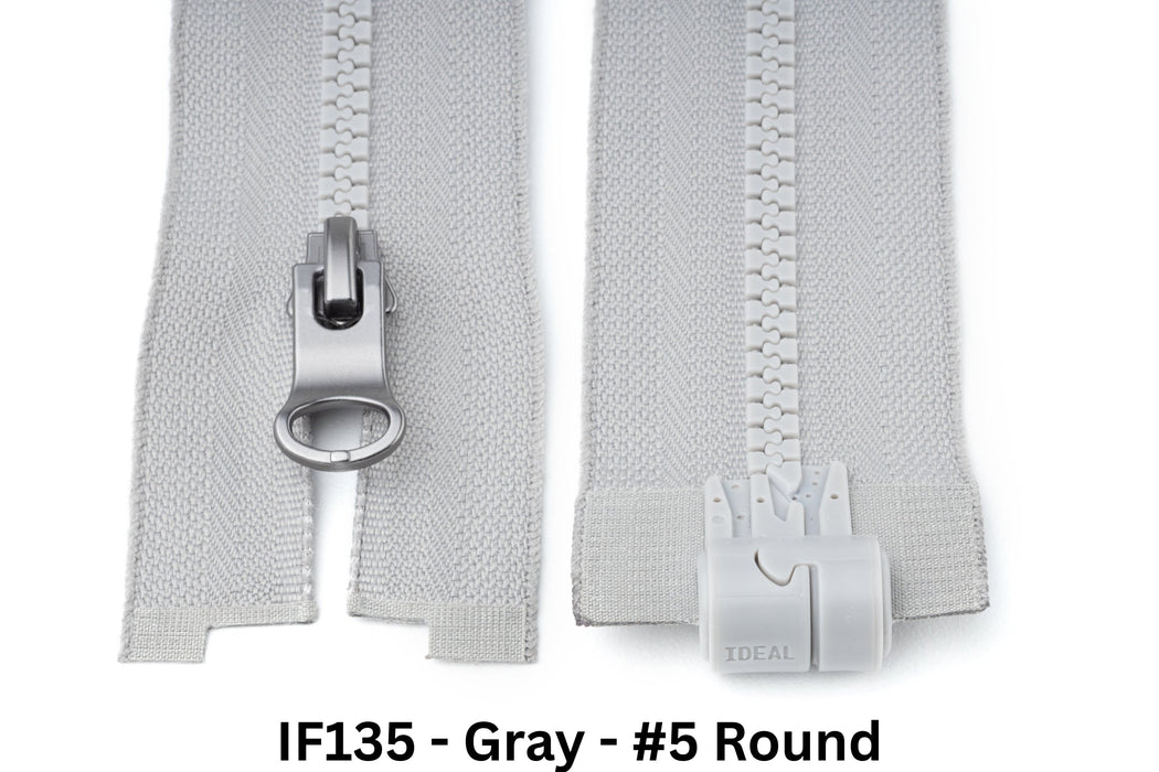 MagZip Magnetic Zipper Round #5 IF135 Gray on a white background