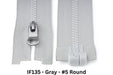 MagZip Magnetic Zipper Round #5 IF135 Gray on a white background