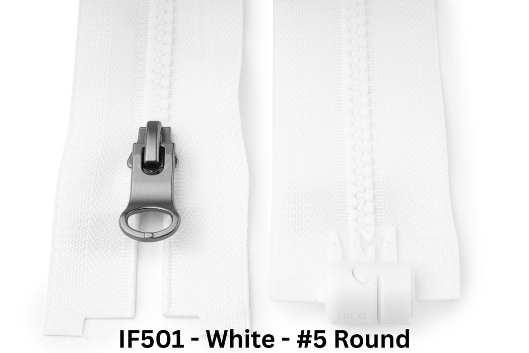 MagZip Magnetic Zipper Round #5 IF501 White on a white background