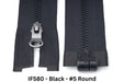 MagZip Magnetic Zipper Round #5 IF580 Black on a white background