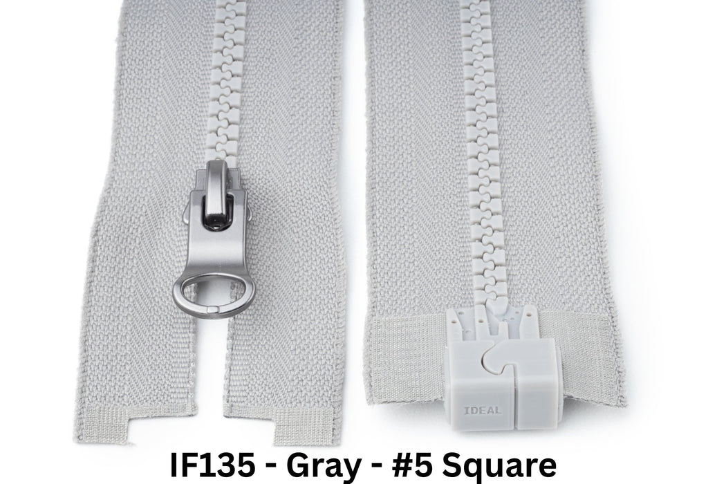 MagZip Magnetic Zipper Square #5 IF135 Gray on a white background
