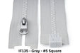 MagZip Magnetic Zipper Square #5 IF135 Gray on a white background