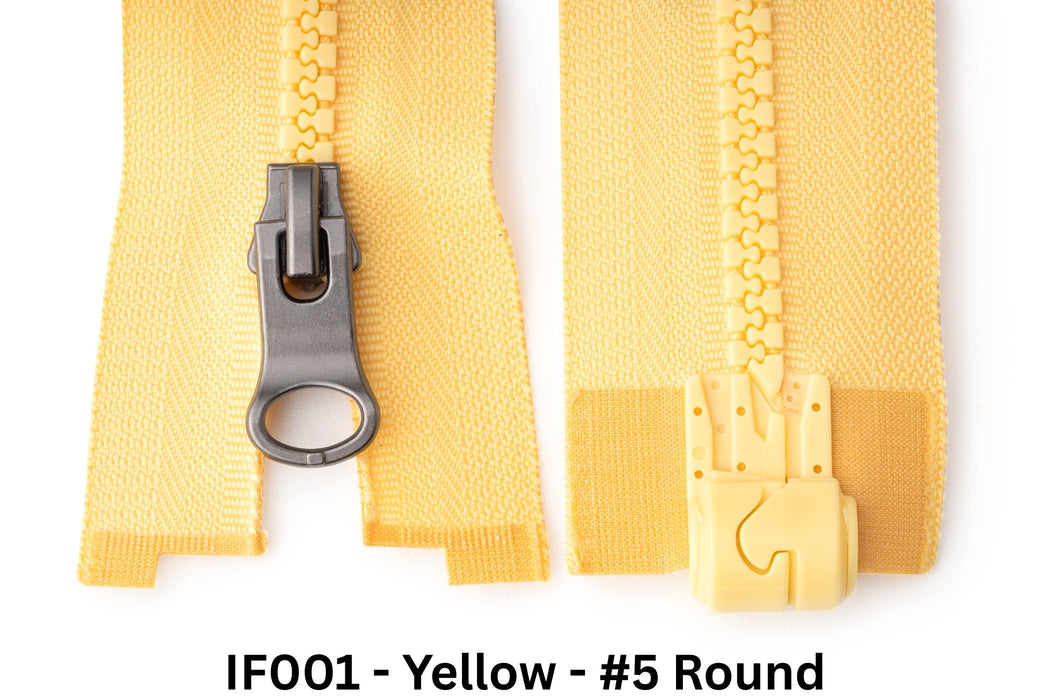 MagZip Magnetic Zipper Top Stopped Round Base #5 IF001 Yellow on a white background
