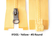 MagZip Magnetic Zipper Top Stopped Round Base #5 IF001 Yellow on a white background