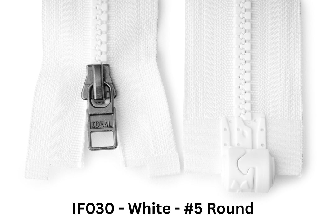 MagZip Magnetic Zipper Top Stopped Round Base #5 IF030 White on a white background