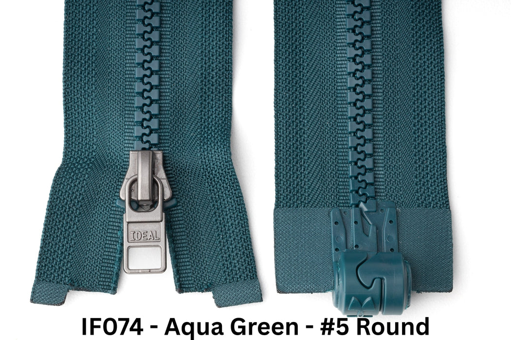 MagZip Magnetic Zipper Top Stopped Round Base #5 IF074 Aqua Green on a white background