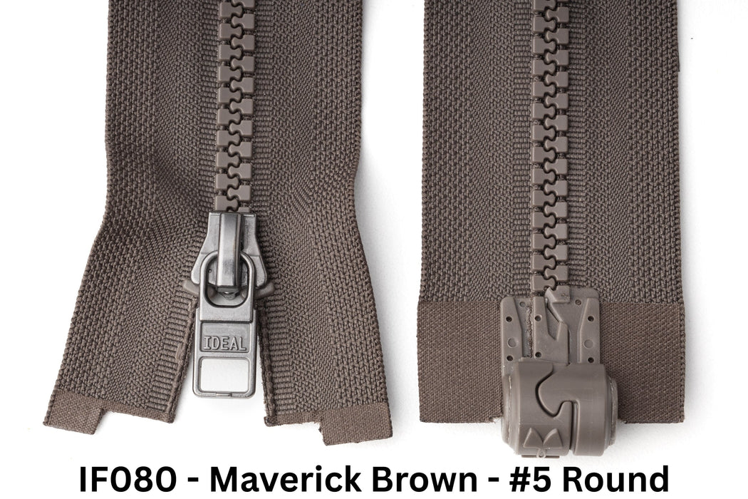 MagZip Magnetic Zipper Top Stopped Round Base #5 IF080 Maverick Brown on a white background