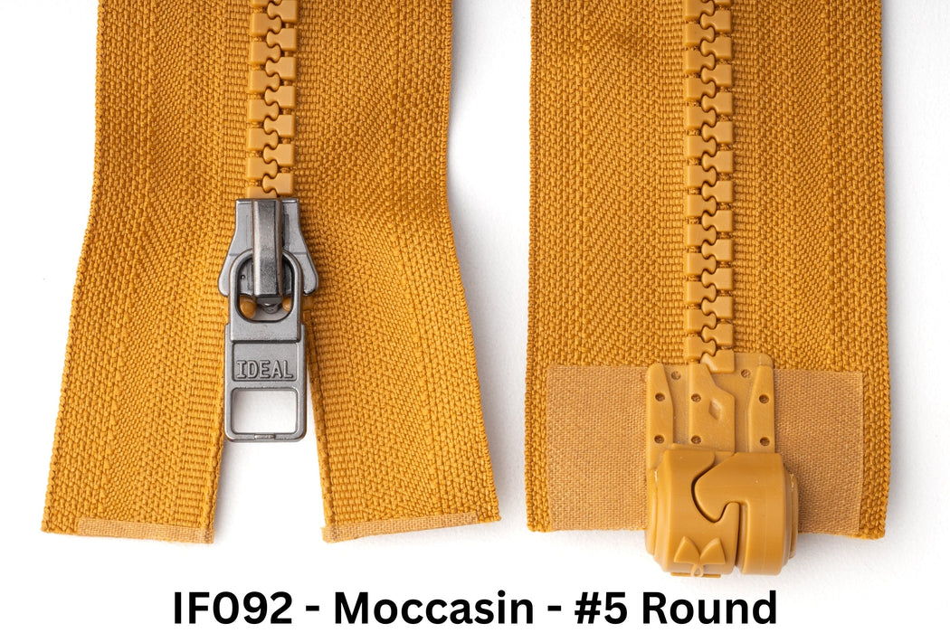 MagZip Magnetic Zipper Top Stopped Round Base #5 IF092 Moccasin on a white background