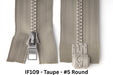 MagZip Magnetic Zipper Top Stopped Round Base #5 IF109 Taupe on a white background