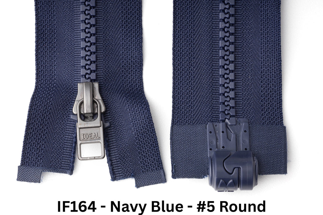 MagZip Magnetic Zipper Top Stopped Round Base #5 IF164 Navy Blue on a white background
