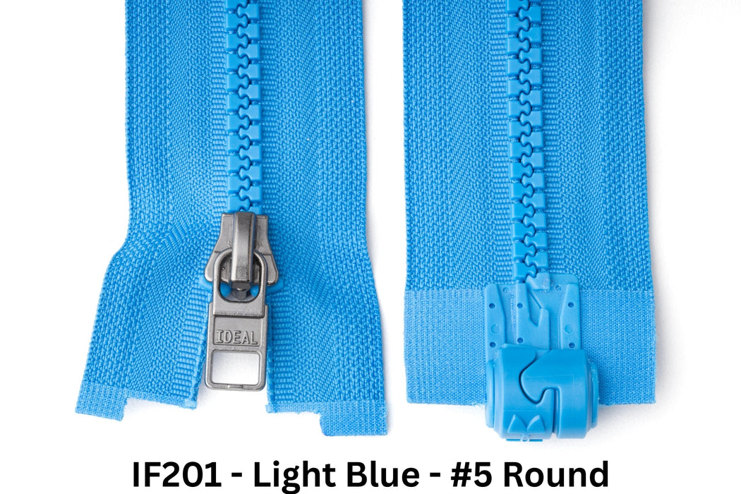 MagZip Magnetic Zipper Top Stopped Round Base #5 IF201 Light Blue on a white background
