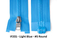 MagZip Magnetic Zipper Top Stopped Round Base #5 IF201 Light Blue on a white background