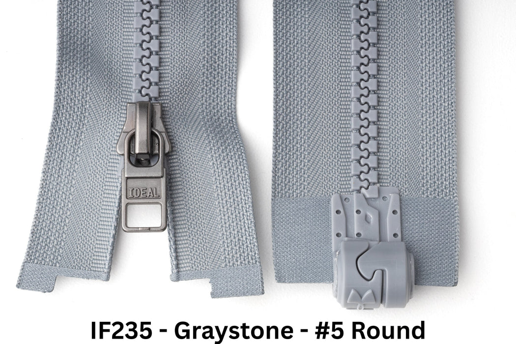 MagZip Magnetic Zipper Top Stopped Round Base #5 IF235 Graystone on a white background