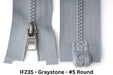 MagZip Magnetic Zipper Top Stopped Round Base #5 IF235 Graystone on a white background