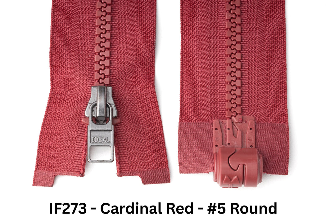 MagZip Magnetic Zipper Top Stopped Round Base #5 IF273 Cardinal Red on a white background