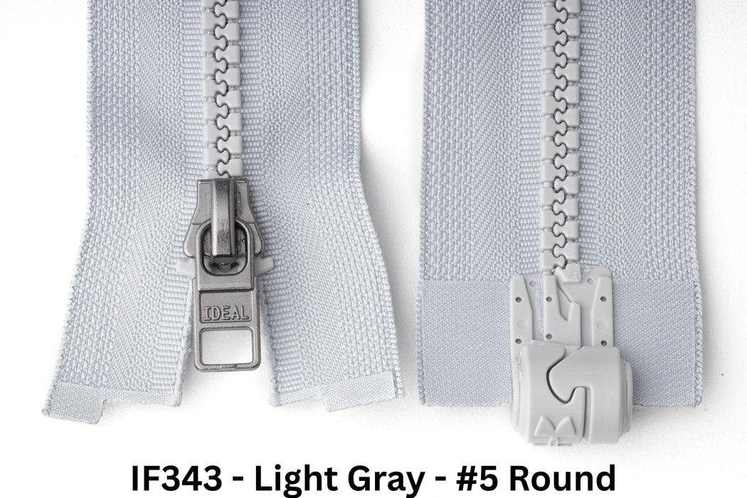 MagZip Magnetic Zipper Top Stopped Round Base #5 IF343 Light Gray on a white background