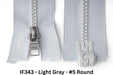 MagZip Magnetic Zipper Top Stopped Round Base #5 IF343 Light Gray on a white background