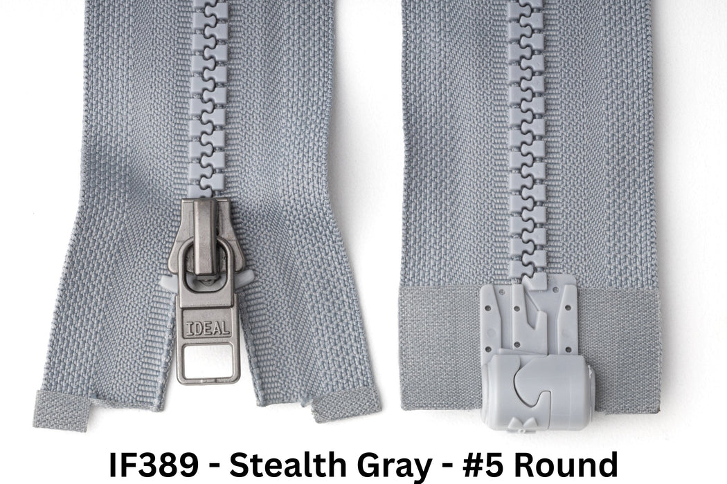 MagZip Magnetic Zipper Top Stopped Round Base #5 IF389 Stealth Gray on a white background