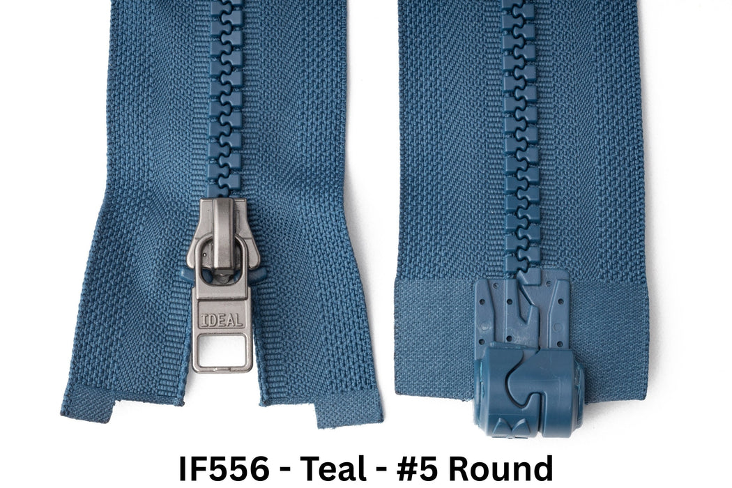 MagZip Magnetic Zipper Top Stopped Round Base #5 IF556 Teal on a white background