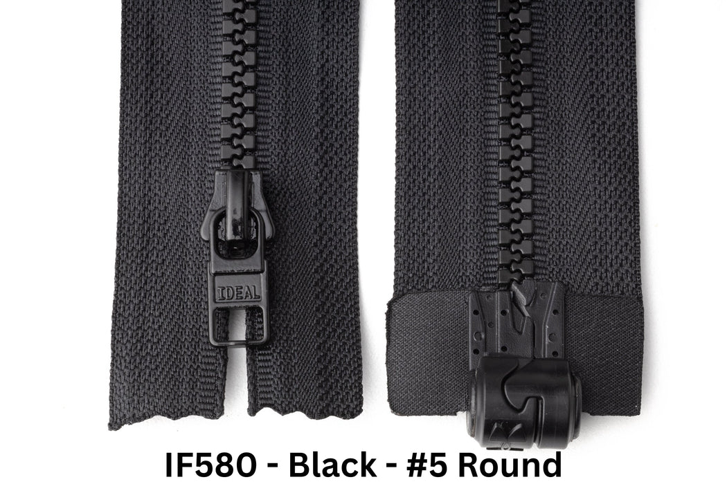 MagZip Magnetic Zipper Top Stopped Round Base #5 IF580 Black on a white background