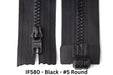 MagZip Magnetic Zipper Top Stopped Round Base #5 IF580 Black on a white background