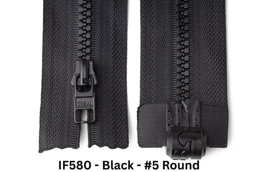 MagZip Magnetic Zipper Top Stopped Round Base #5 IF580 Black on a white background