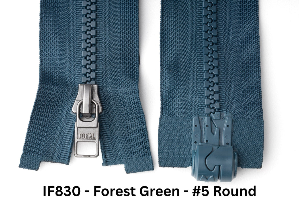 MagZip Magnetic Zipper Top Stopped Round Base #5 IF830 Forest Green on a white background