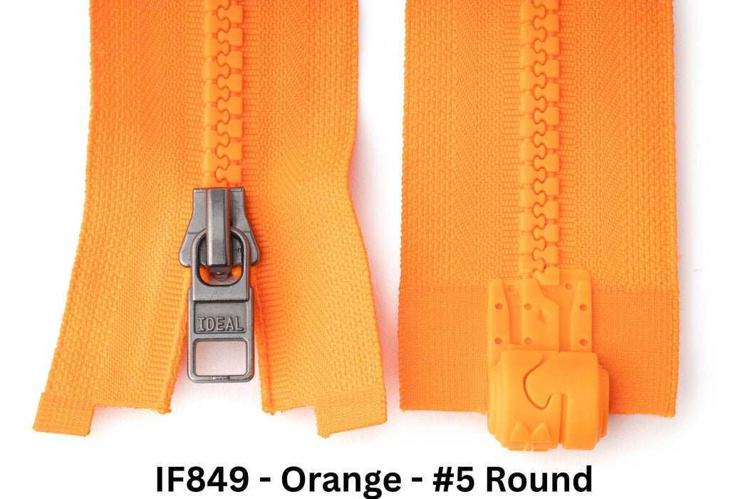 MagZip Magnetic Zipper Top Stopped Round Base #5 IF849 Orange on a white background