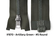 MagZip Magnetic Zipper Top Stopped Round Base #5 IF870 Artillery Green on a white background