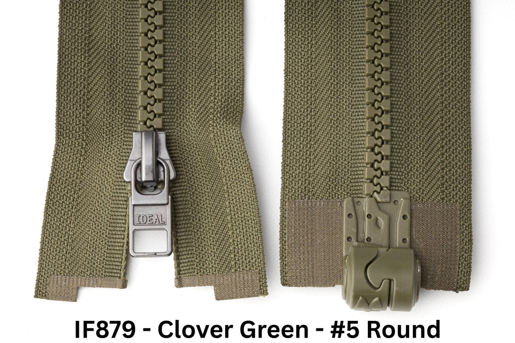 MagZip Magnetic Zipper Top Stopped Round Base #5 IF879 Clover  Green on a white background