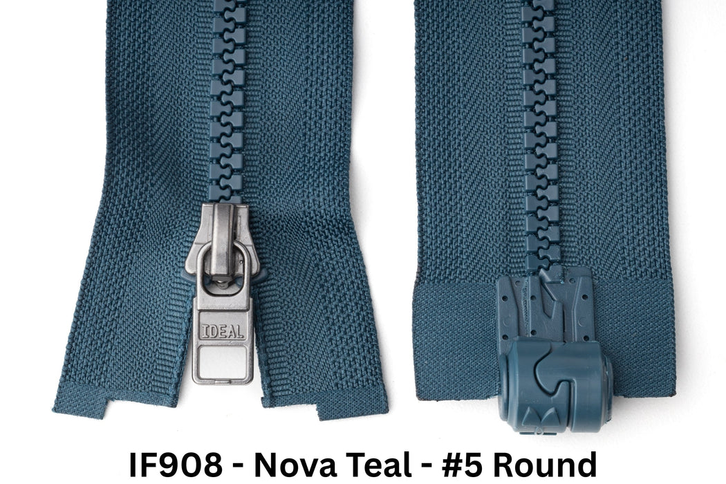 MagZip Magnetic Zipper Top Stopped Round Base #5 IF908 Nova Teal on a white background