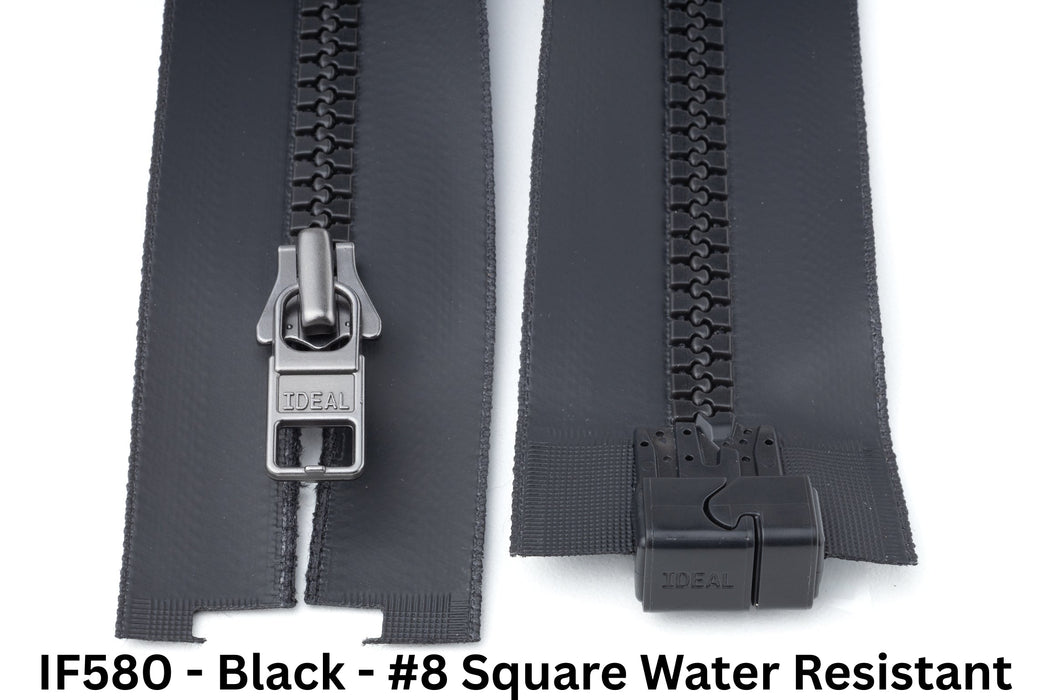MagZip Water Resistant Magnetic Zipper Square #8 IF580 Black on a white background