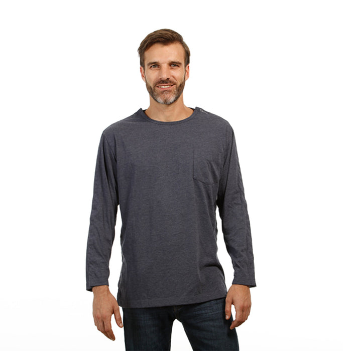 MAI We Care Men's Tear Away Post-Surgery Adaptive Long Sleeve T-Shirt