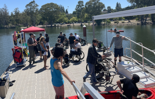 NorCal SCI participants on the dock before kayaking in Vasona Lake.