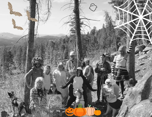 Group photo of costumed climbers at the Paradox SportsHauntin’ Staunton Community Climbing Day