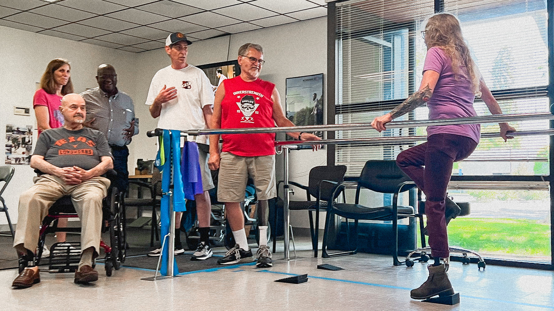 Group of Prosthetic Solutions patients enjoying prosthetic training through Fitness for Life with Prosthetic Solutions Founder Wade Skardoutos.