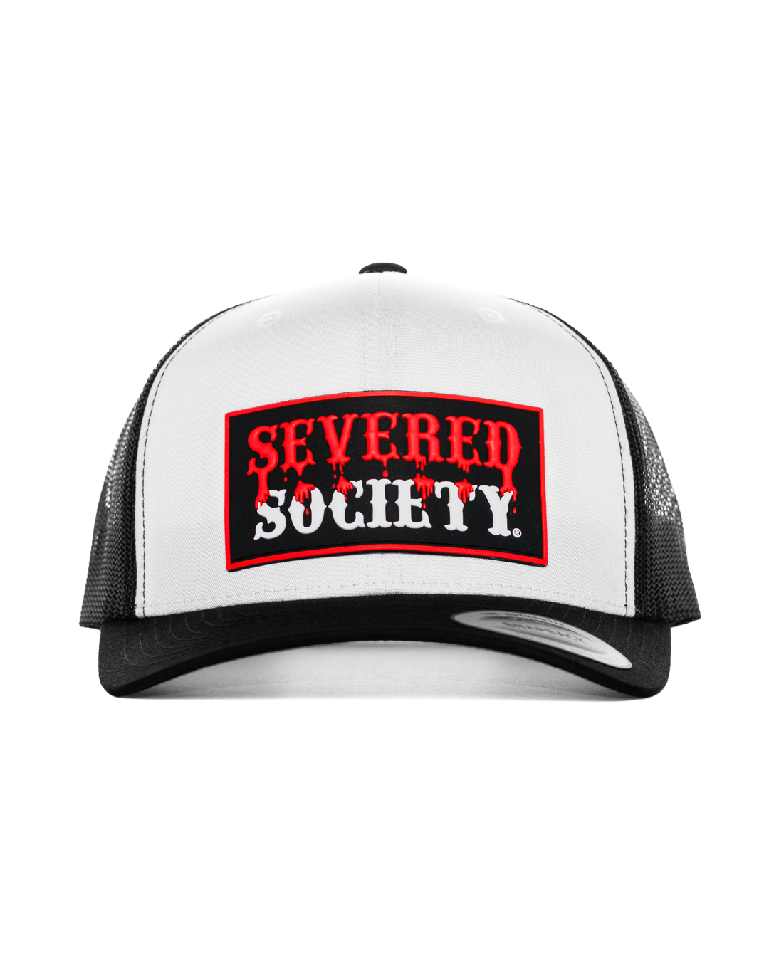 Severed Society® Drip PVC Patch Black White & Black Curved Bill Trucker Snapback