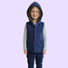 Sense-ational You QuietSense Sound Reducing Magnetic Closure Sensory Youth Vest, navy, front view with sound reducing hood
