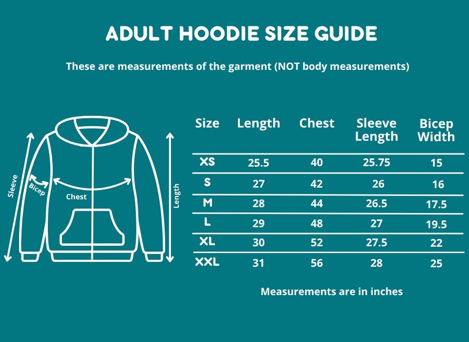 Sense-ational You QuietSense Hoodie Size Guide
