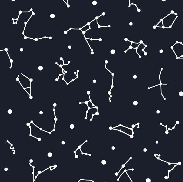Pattern of white constellations on a black background