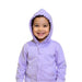 Child wearing a Sense-ational You QuietSense Sound Reducing Sensory Lilac Youth Hoodie on a white background