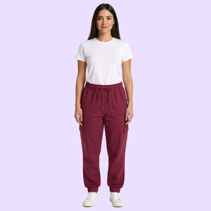 Person wearing a Sense-ational You Sensory Friendly Fidget Maroon Joggers