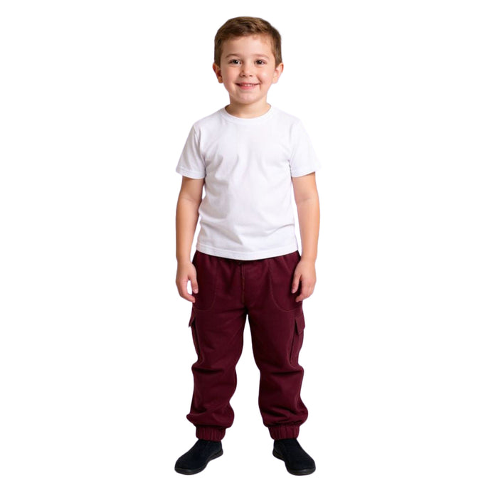 Child wearing a Sense-ational You Sensory Friendly Fidget Youth Constellation Maroon on a white background